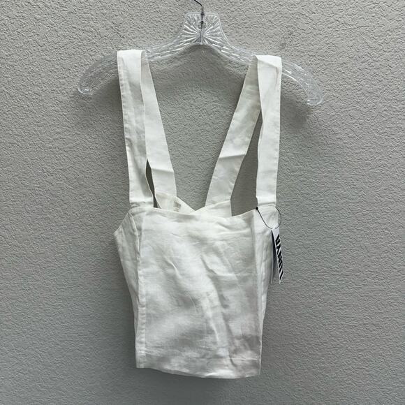Lunya Shirt Women's Size L White Woven Linen Crossback Tank Lounge New - Picture 3 of 6